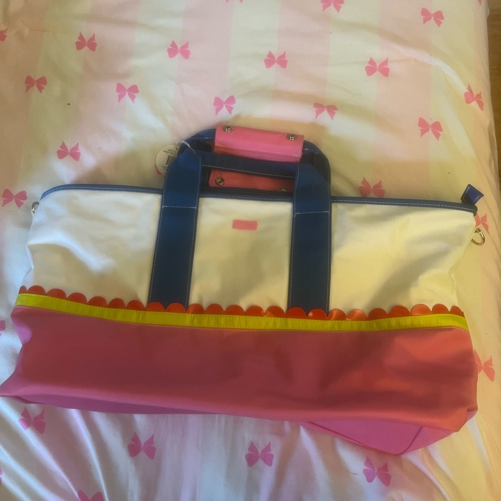 Packed Party Colorful Tote Bag with Blue Handles